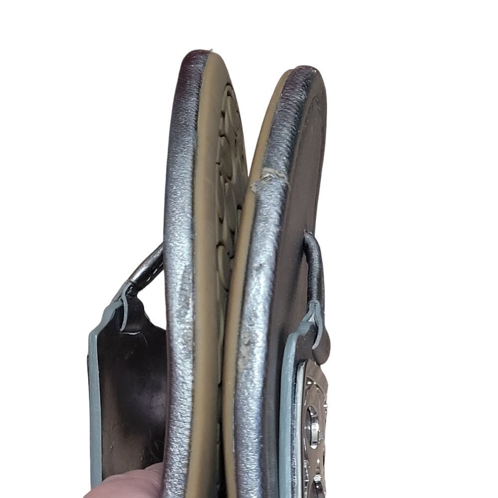 Coach Metallic Silver T-Strap Sandals - Picture 6 of 8